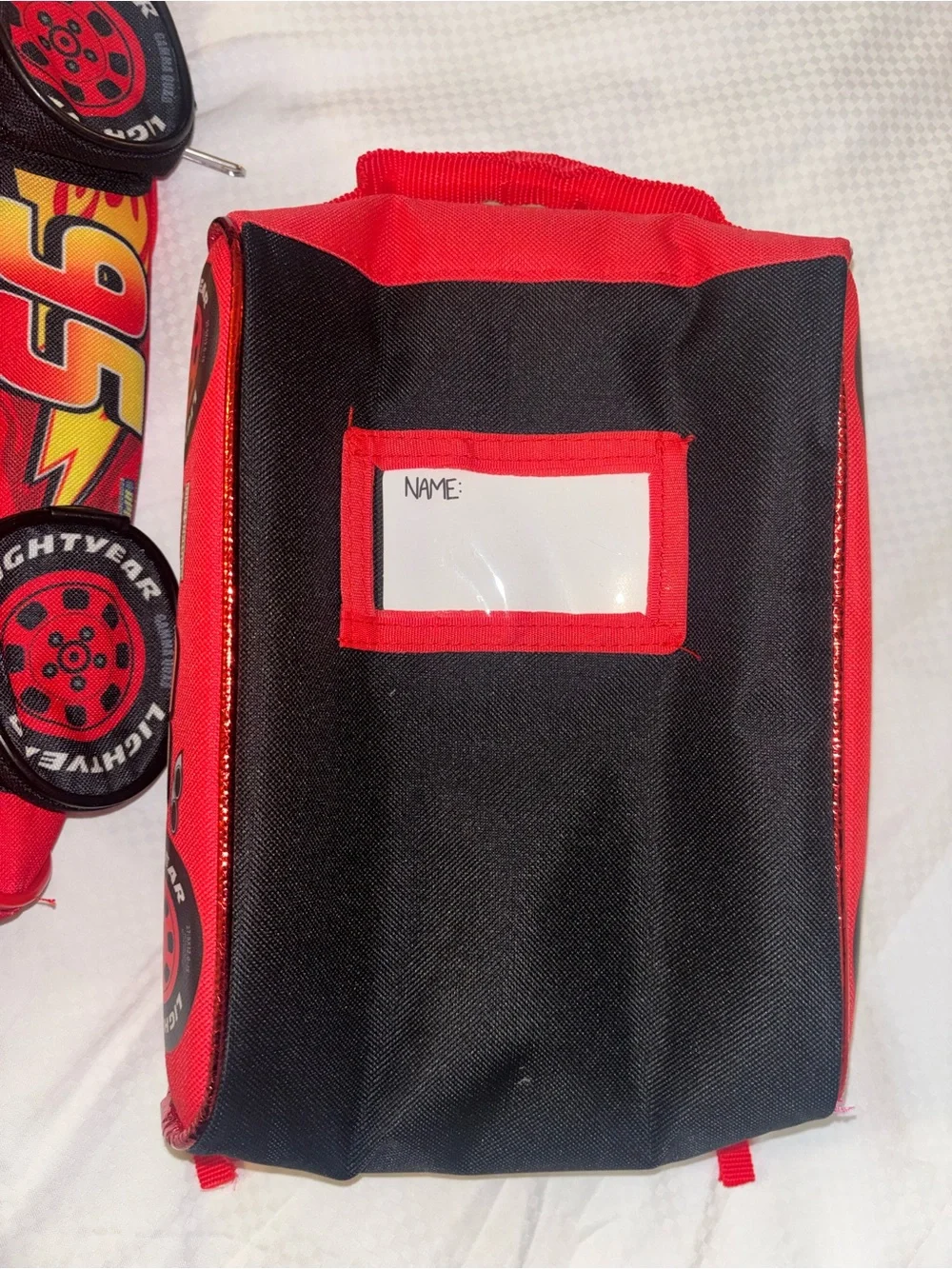 New Disney Pixar Cars Lightning McQueen Rust-eze Red Kids Backpack + lunch bag - Picture 10 of 10